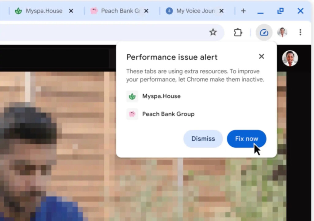 Chrome Alerte Performances Memoire