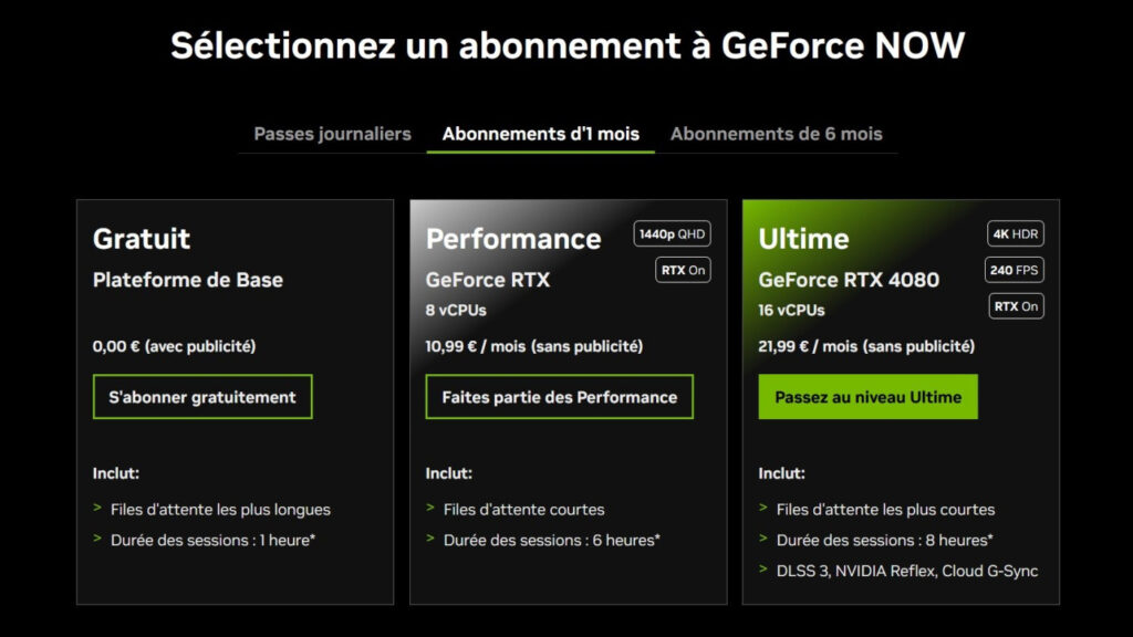 Nvidia GeForce Now Abonnements Novembre 2024