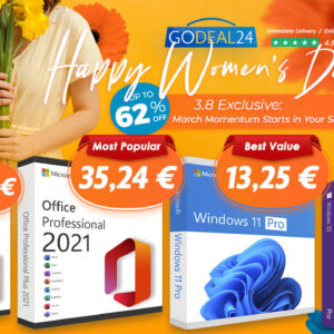 Image article Offres Spéciales Godeal24 pour la Journée de la Femme, : jusqu’à 90% de réduction sur Office, Windows 11,…