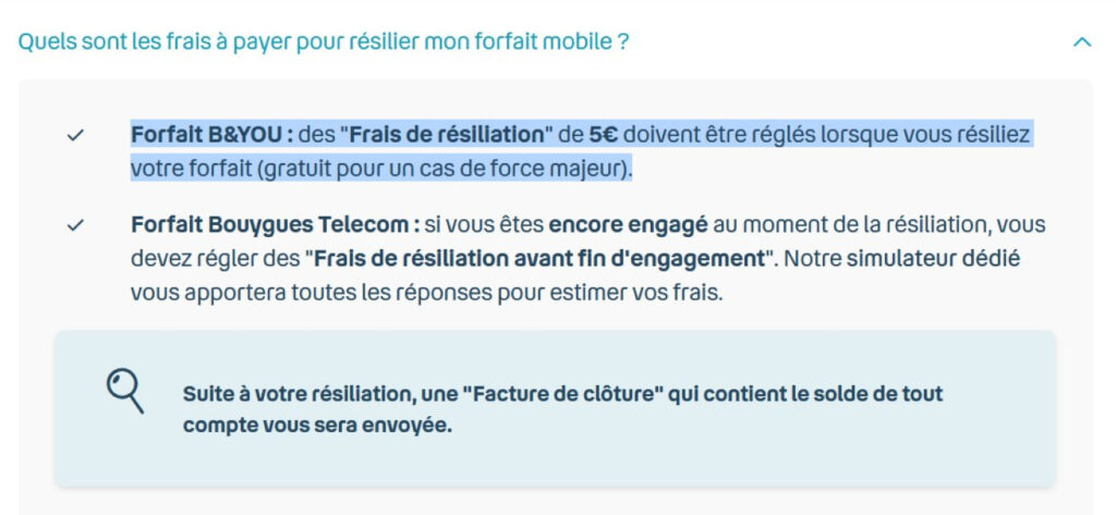 Bouygues Telecom BAndYou Frais Resiliation Forfaits