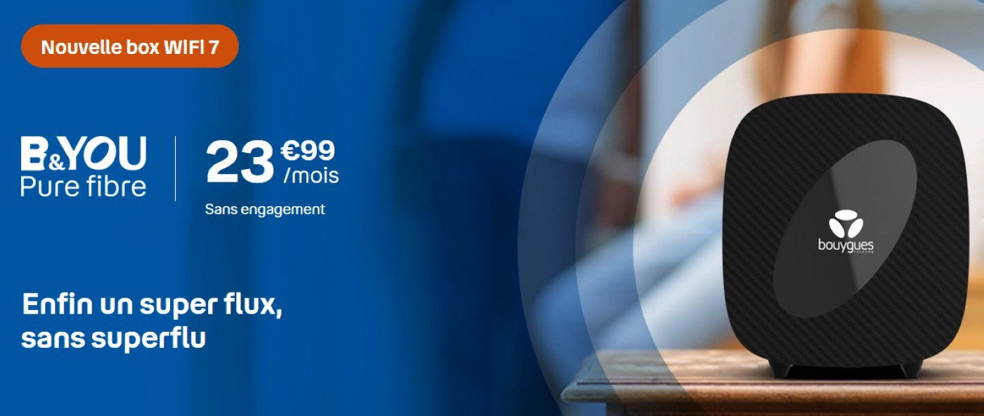 Bouygues Telecom améliore son offre B&You Pure Fibre avec une box Wi-Fi 7
