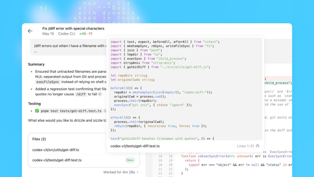 ChatGPT Codex Exemple Code