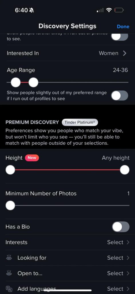 Tinder height-filter-test