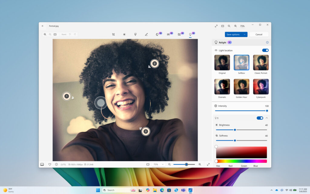 Windows 11 Application Photos Relight