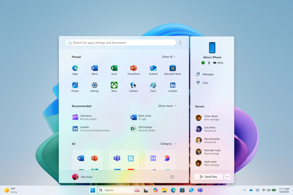 Windows 11 Menu Demarrer Telephone Mobile Connecte