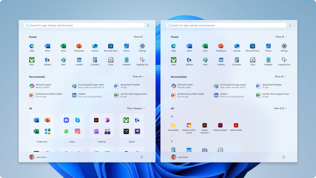 Windows 11 Nouveau Menu Demarrer Vues