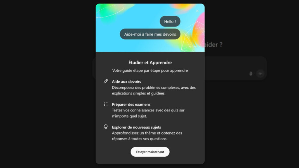 ChatGPT Mode Etudier et Apprendre