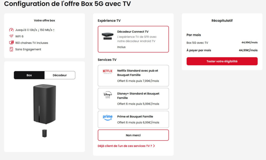 SFR Box 5G Avec TV