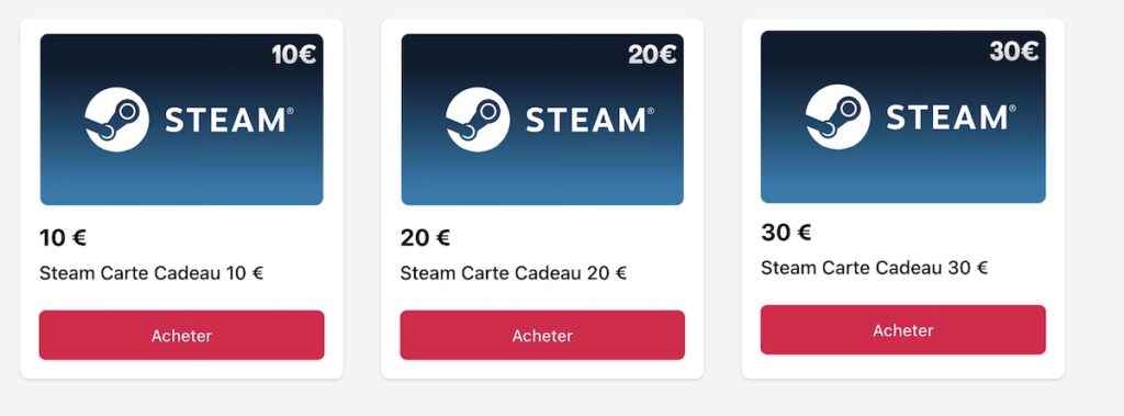 Cartes Cadeaux Steam