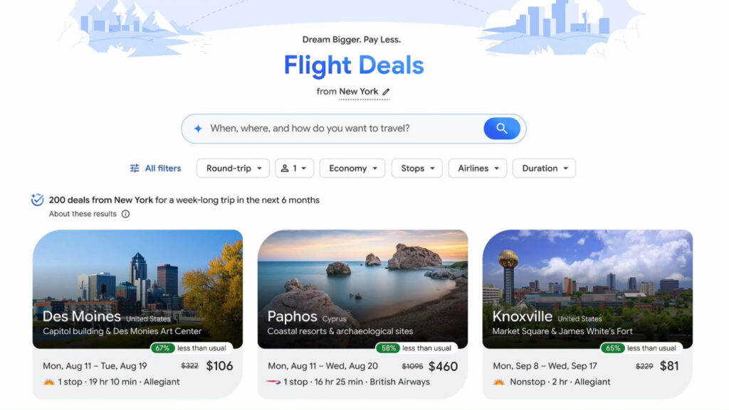 Google Flights Flight Deals