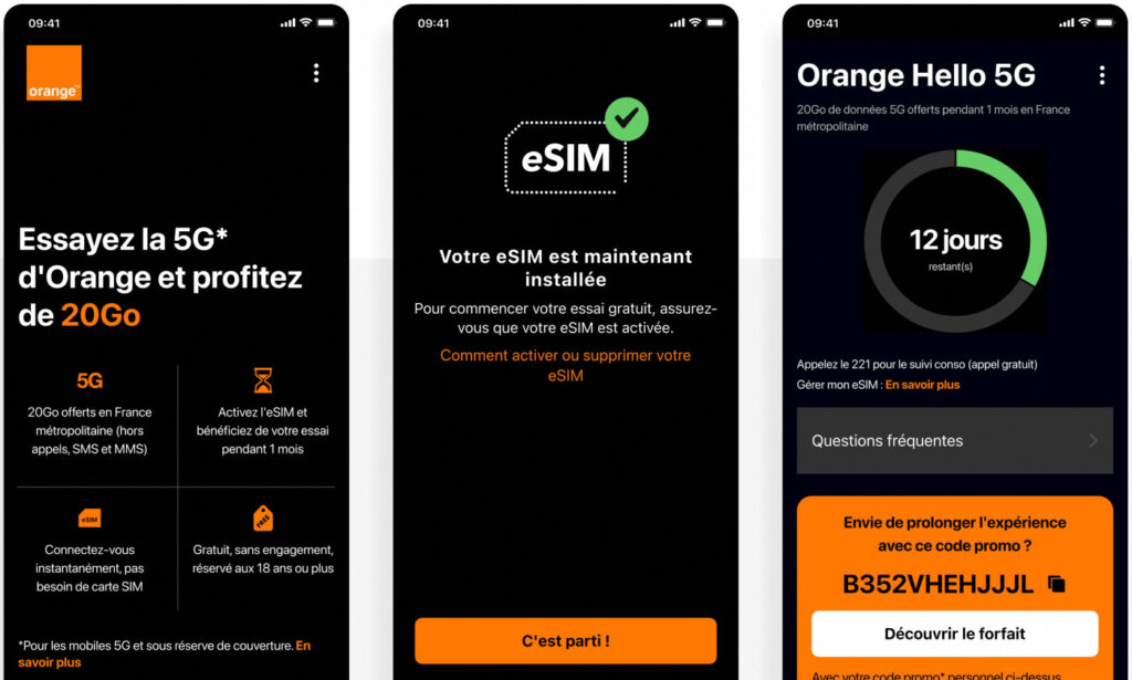 Orange Forfait 5G Gratuit eSIM