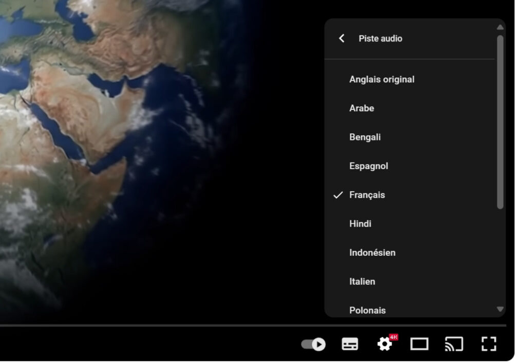 YouTube Doublage Choix Audio