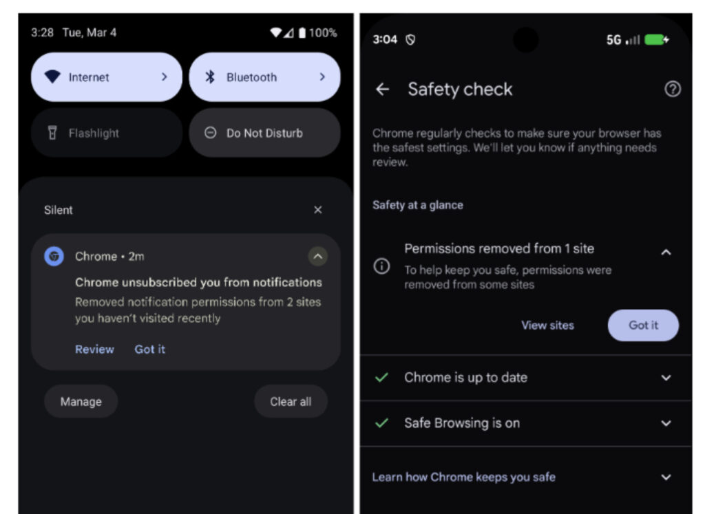 Chrome Revoquer Permissions Notifications