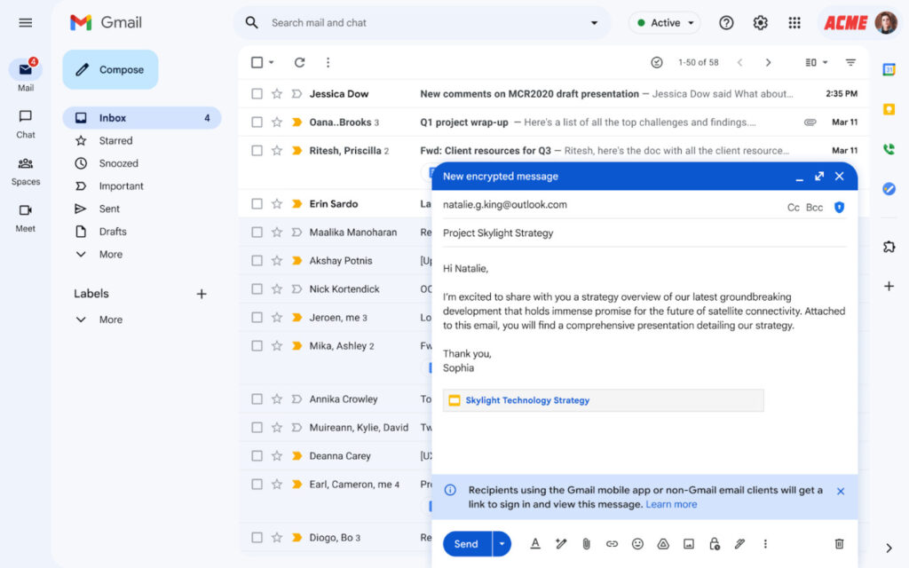 Gmail Envoi Email Chiffrement Bout En Bout