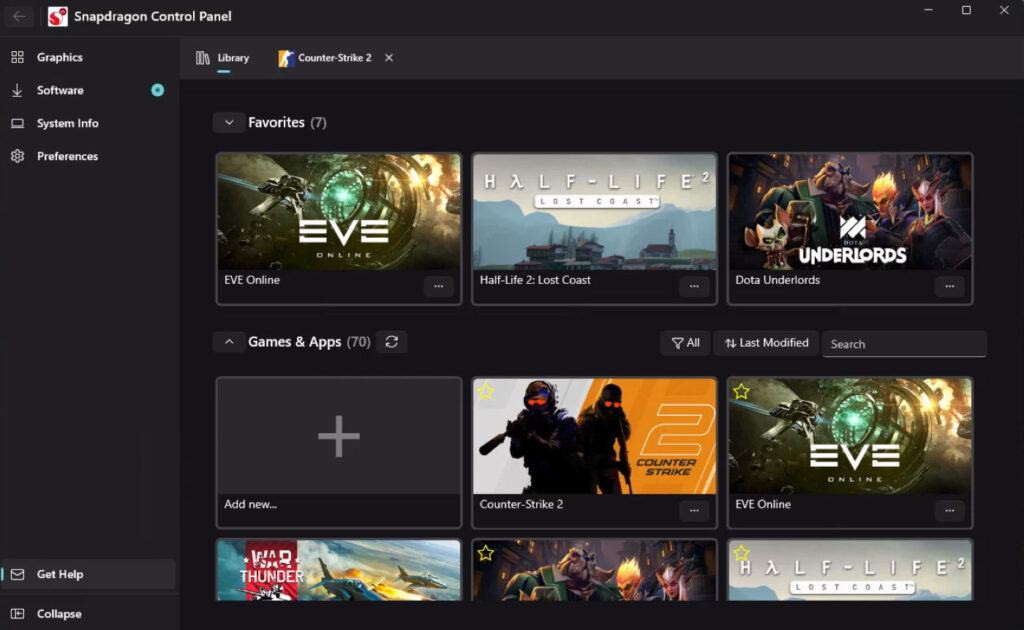 Snapdragon Control Panel