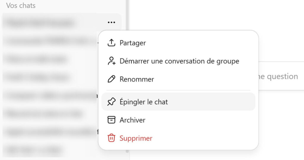 ChatGPT Epingler Conversation