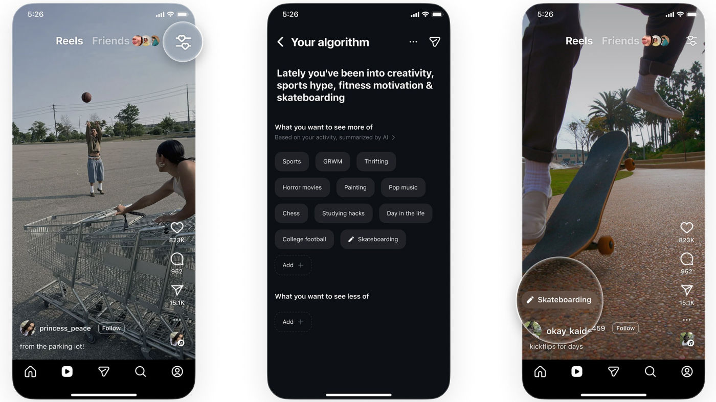 Instagram vous donne le contrôle de votre algorithme pour les Reels ...