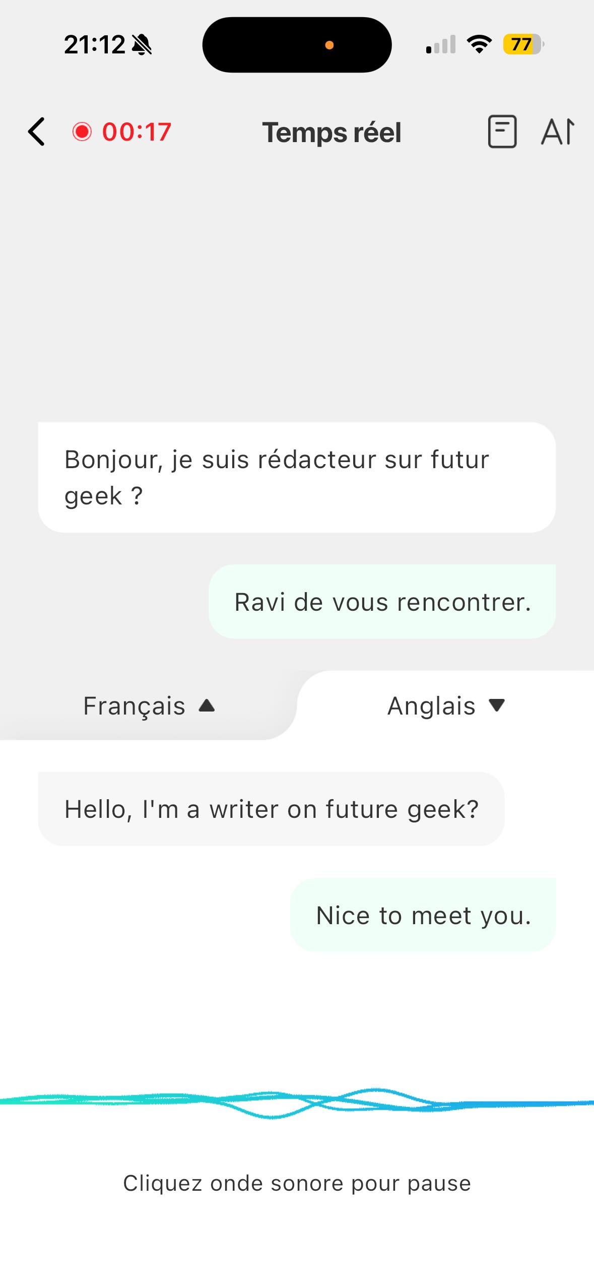 InnAIO T10 Traduction Auomatique En Temps Reel