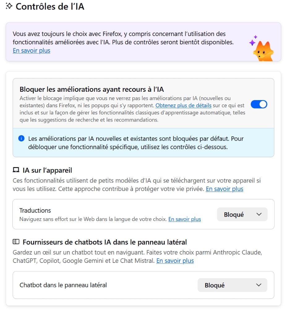 Firefox 148 Controles IA