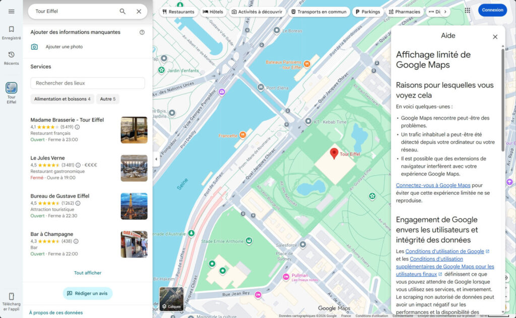 Google Maps Affichage Limite Sans Connexion