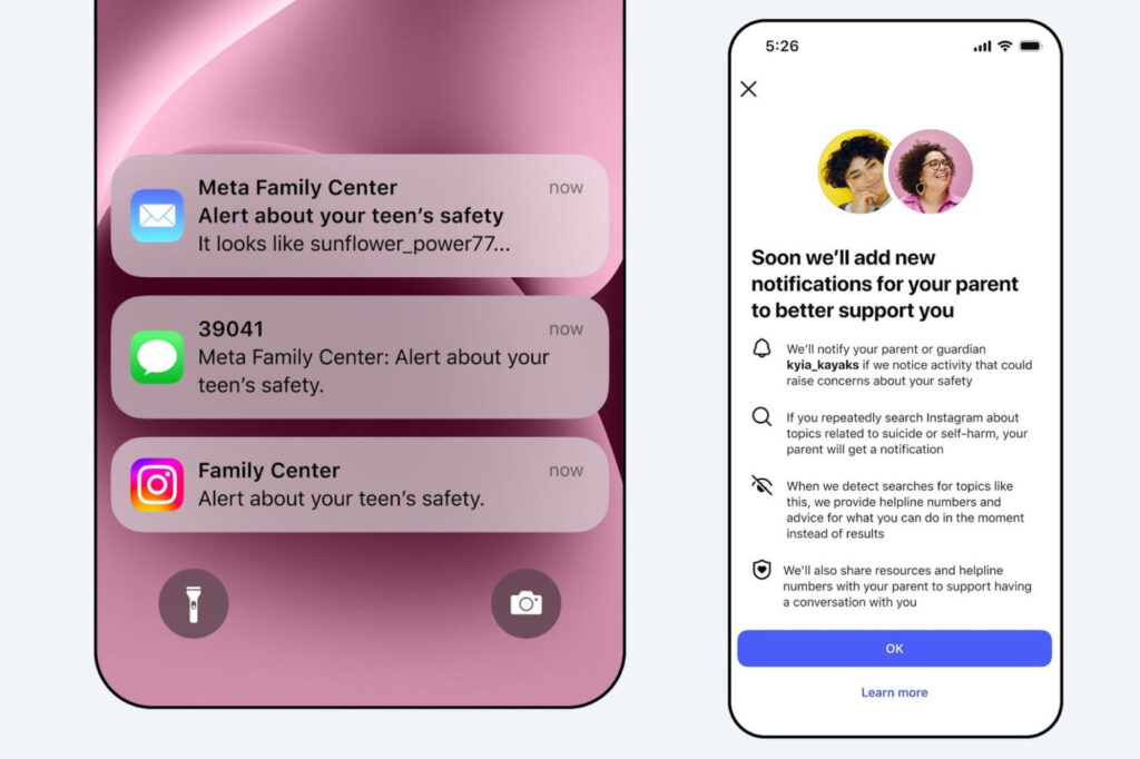 Instagram Alerte Notification Parents Enfants Suicide Automutilation