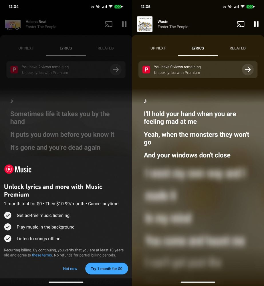 YouTube Paroles Payantes Premium