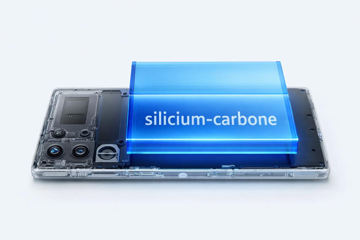 Smartphoneavec Batetrie Silicium Carbone
