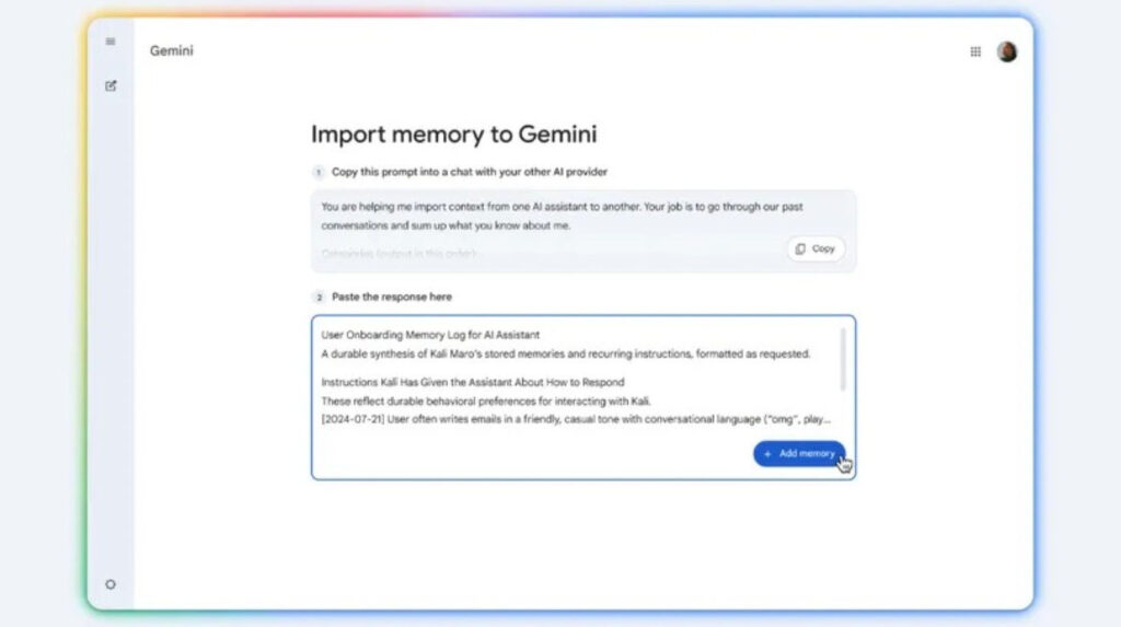 Google Gemini Importer Memoire