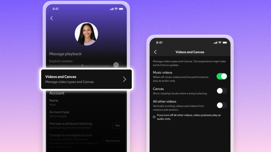 Spotify Option Desactiver Videos