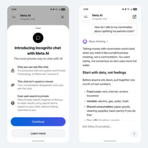 Image article Le chatbot Meta AI ajoute un mode incognito pour les discussions privées