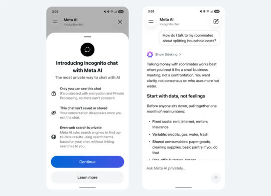 Meta AI Mode Prive Conversation