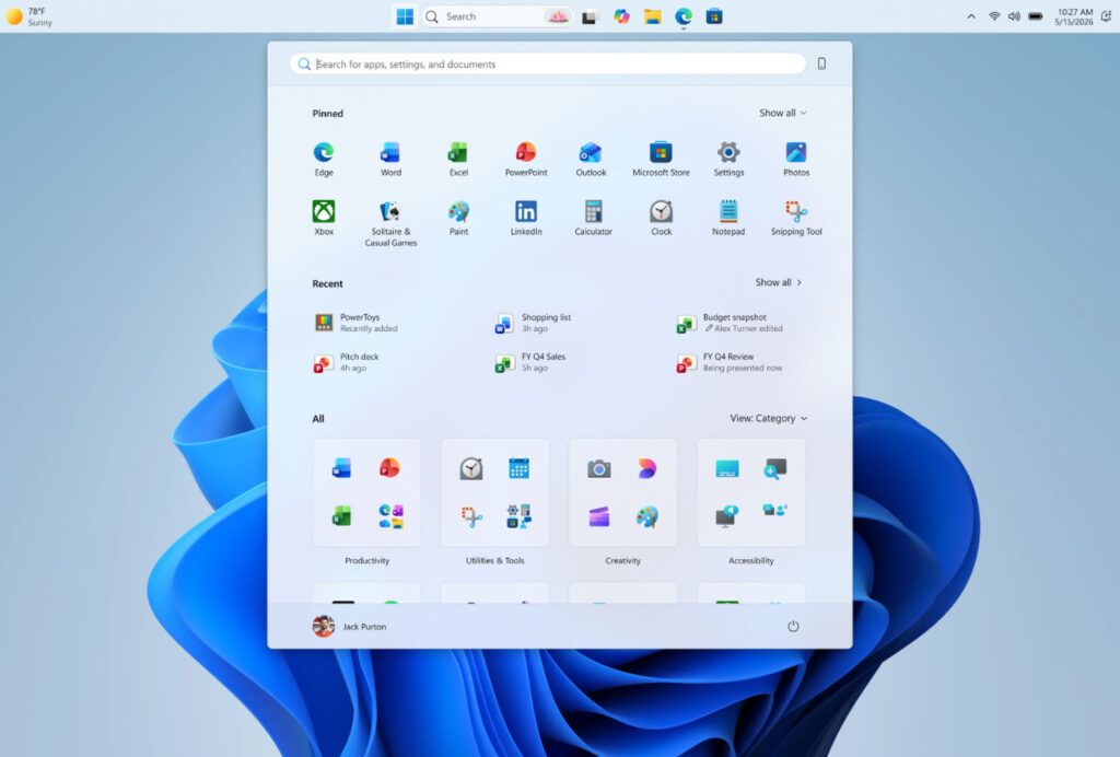 Windows 11 Barre Des Taches En Haut Menu Demarrer