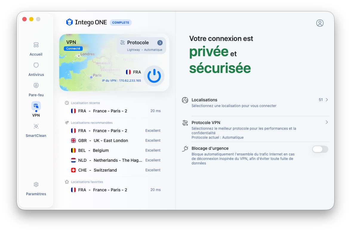 Screenshot Intego ONE FR 4 VPN