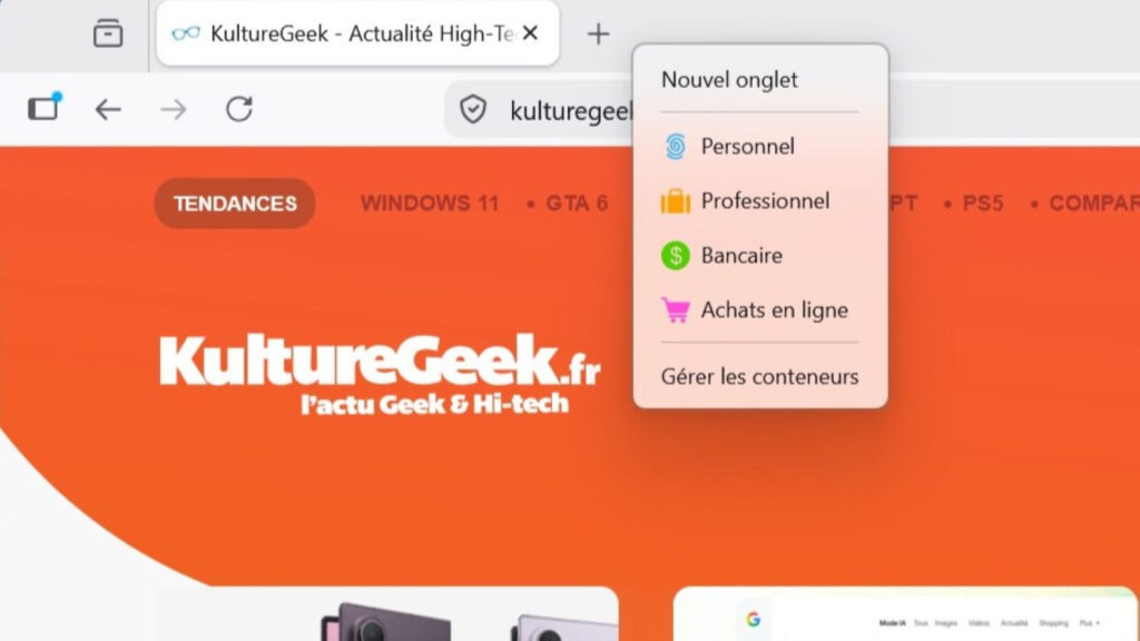 Firefox 153 Conteneurs Natifs