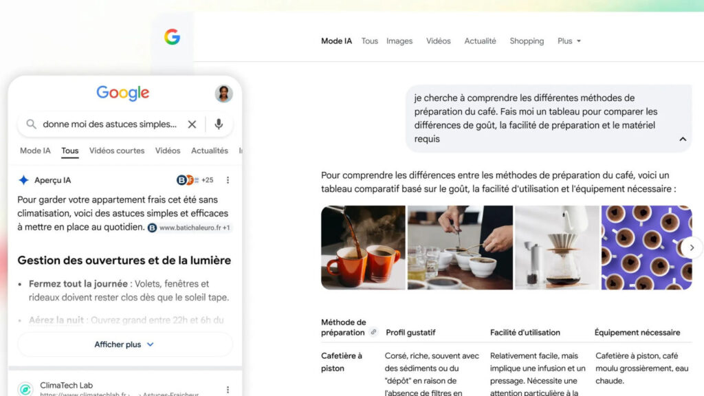 Google Recherche Apercus IA Mode IA Francais