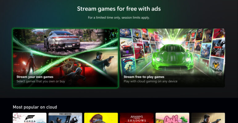 Xbox Cloud Gaming Gratuit Publicites
