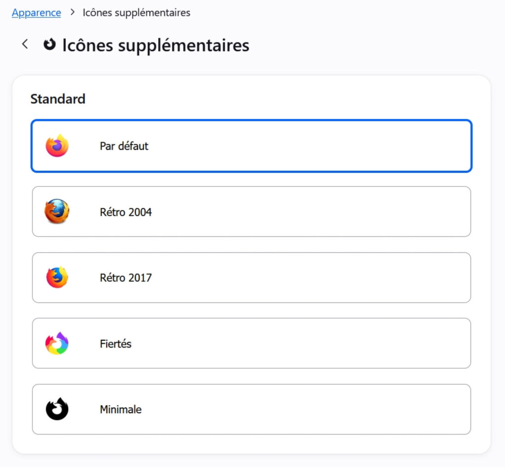 Firefox 154 Icones Supplementaires