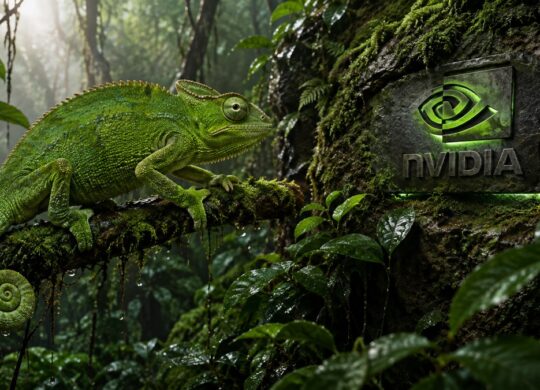 nvidia dans la jungle avec un cameleon