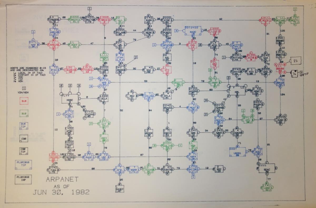 ARPANET As Of Jun 30 1982   BBN Map   DSC00123