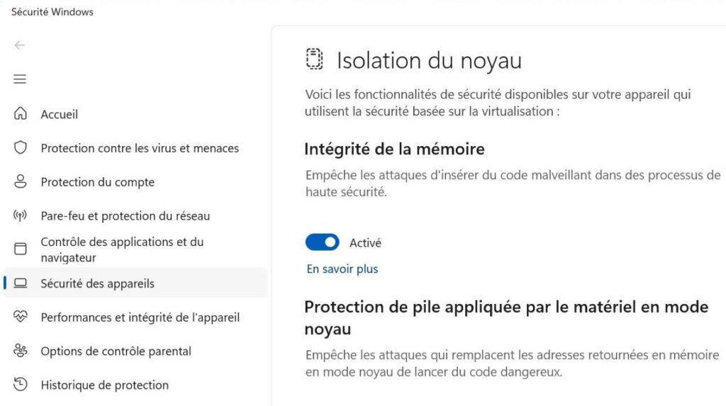 Windows 11 Integrite De La Memoire