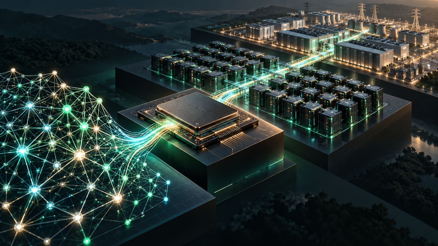 Illustration de la pile IA d'Alibaba reliant mod&egrave;le, puce, cluster et data centers