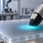 Illustration conceptuelle d’un doigt robotique touchant une surface de calcul tactile