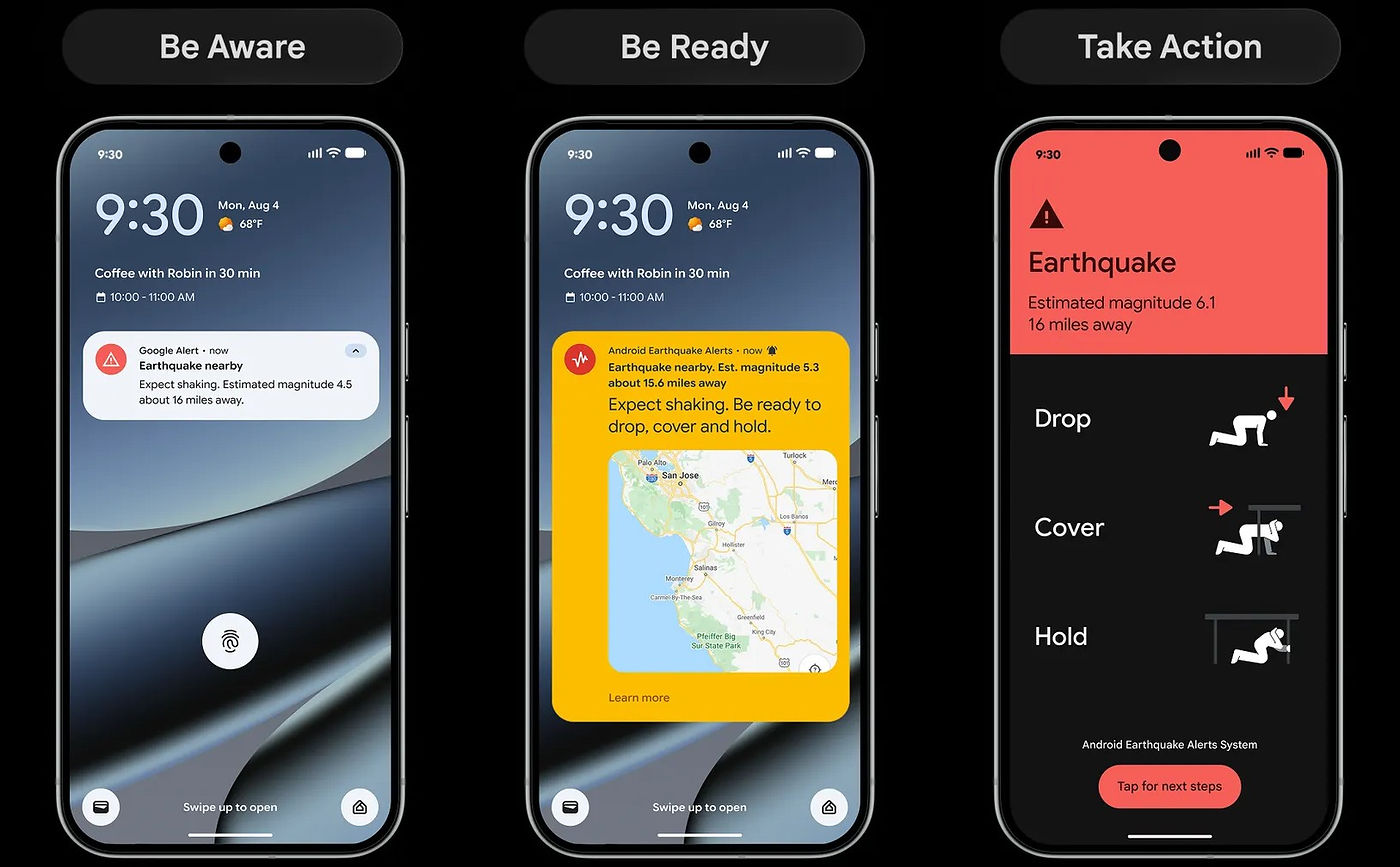 Android Differents Types Alertes Seisme Tremblement de Terre