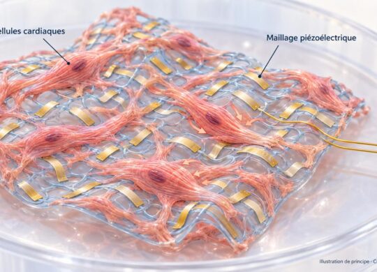 Cellules cardiaques sur maillage piézoélectrique
