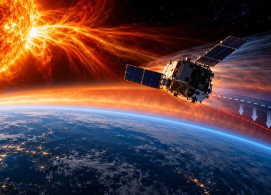 Tempête solaire satellite en orbite basse