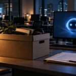 Bureau d’une entreprise de chatbot pendant une procédure de faillite